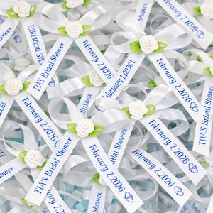 Personalized Ribbon Favors: Bridal Shower, Wedding, Birthday, Quinceañera, Assembled Bows (Set of 25)