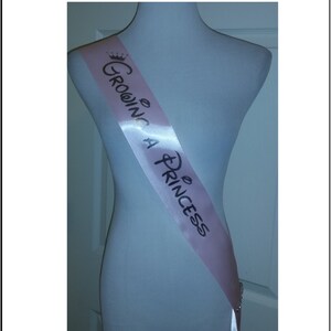 Growing a Princess Sash Posh Baby Shower for mom to be to wear comes with Crown Rhinestone Silver Pin image 4