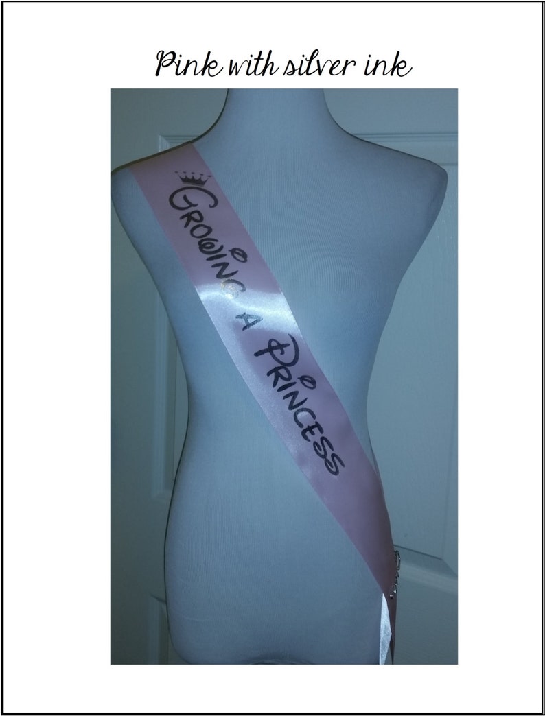 Growing a Princess Sash Posh Baby Shower for mom to be to wear comes with Crown Rhinestone Silver Pin image 4
