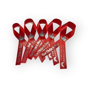 Personalized Funeral Memorial Ribbon Pins for Celebration of Life Assembled Crown can be used for Baptism or Christening