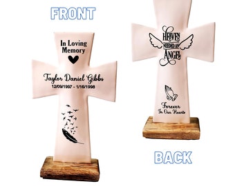 Personalized Memorial Gift Cross for Funeral or Celebration of Life 2 Sided Miscarriage Infant Loss