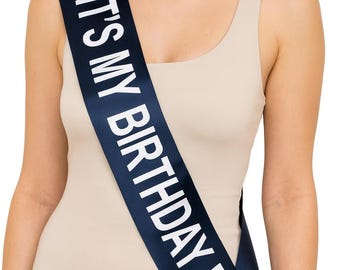 Banda de cumpleaños personalizada, elegante banda para lucir en su celebración de cumpleaños número 21, 30, 50 o 75. Incluye un imperdible para ajustar el tamaño.