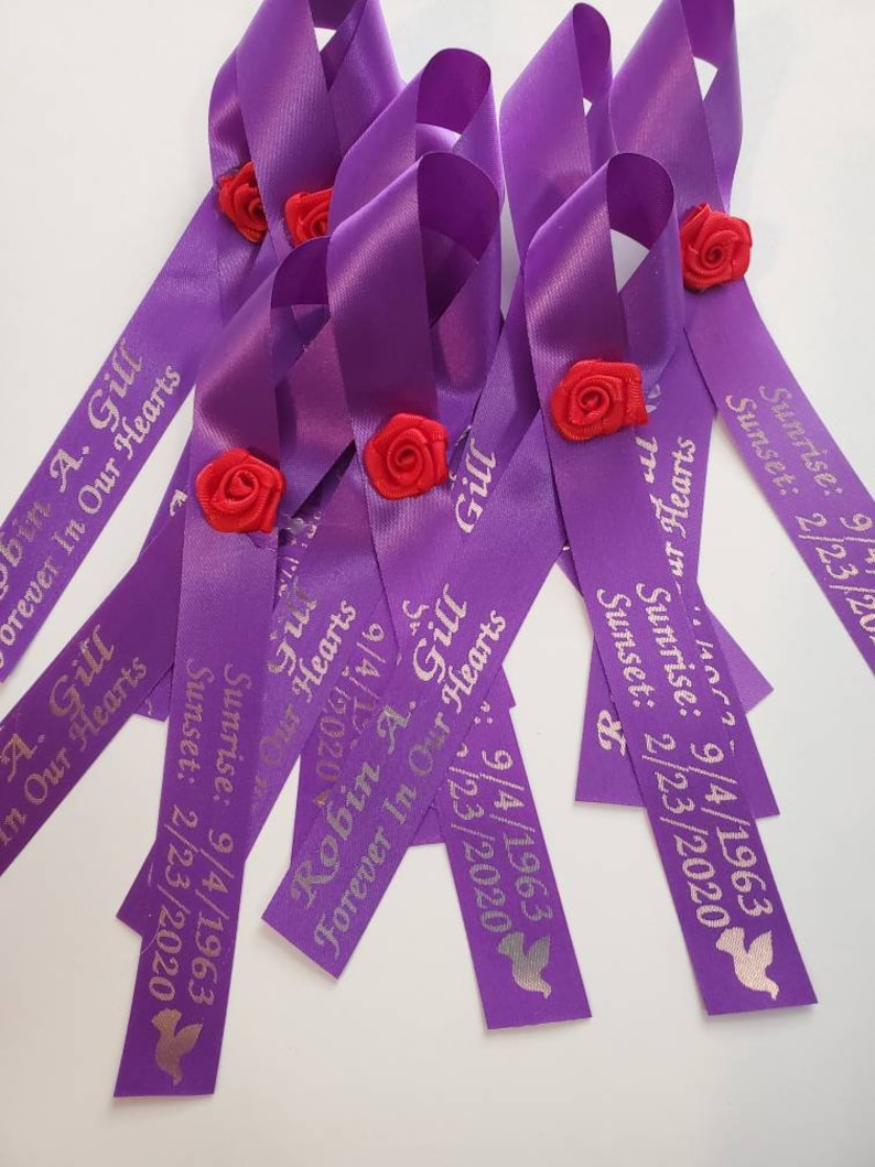 Personalized Memorial Ribbons with Pins for Funeral or Etsy