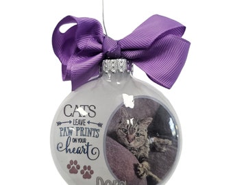 Cat Photo Christmas Ornament - In Loving Memory Pet Loss Gift, Rainbow Bridge Gift, Memorial Christmas Ornament Personalized