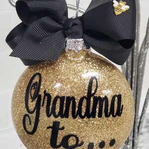 Grandma to Bee Glitter Christmas Bulb Ornament Gift with Ribbon be image 6