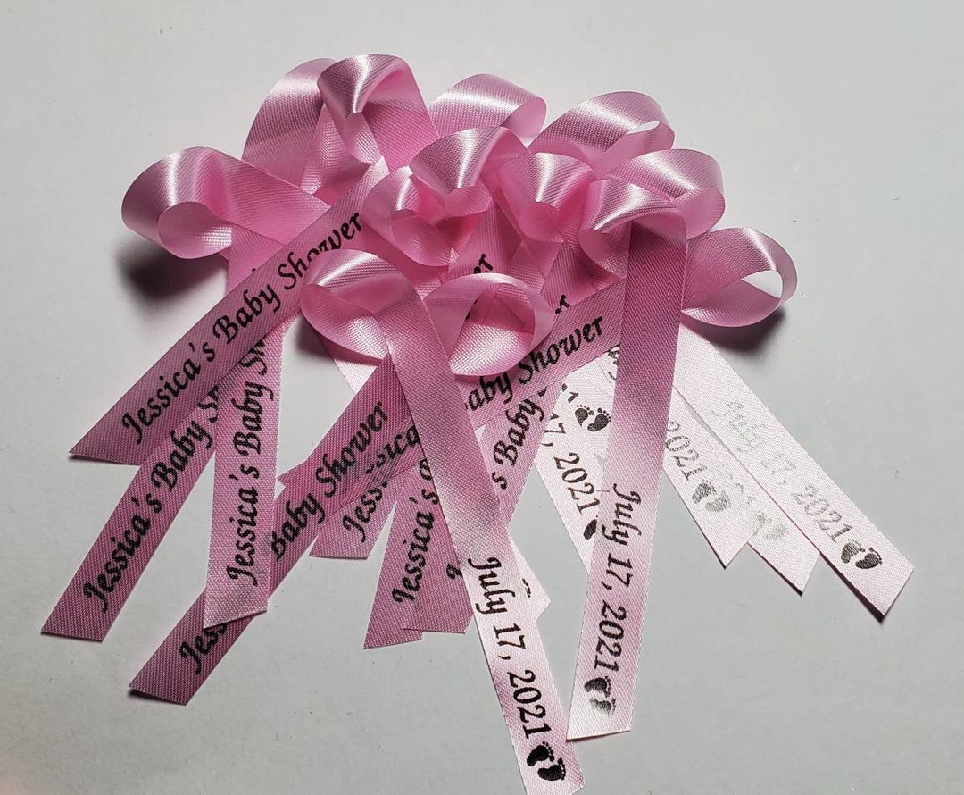  25 Personalized Baby Shower Ribbons for Invitations  Centerpieces Party Favors or Gender Reveal Sprinkle Assembled Bows - Custom  Ribbon : Handmade Products