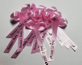 Personalized Ribbons Birthday Baby Bridal Shower Wedding Quinceanera 15 Celebration Party Favor Custom Wording Assembled Bows | Pack of 25