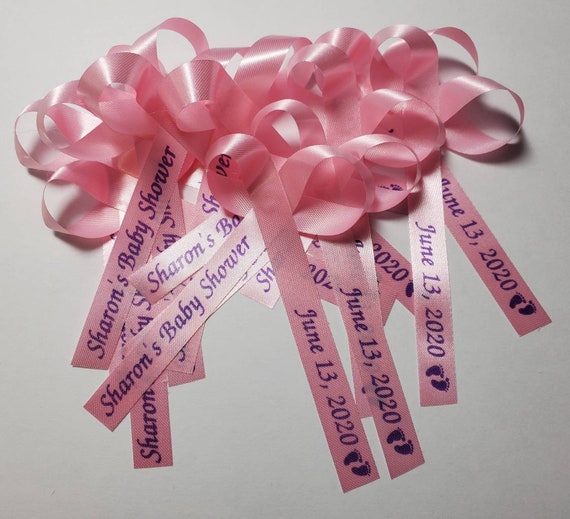 Pink Personalized Ribbons Baby Shower, Bridal Shower Wedding or