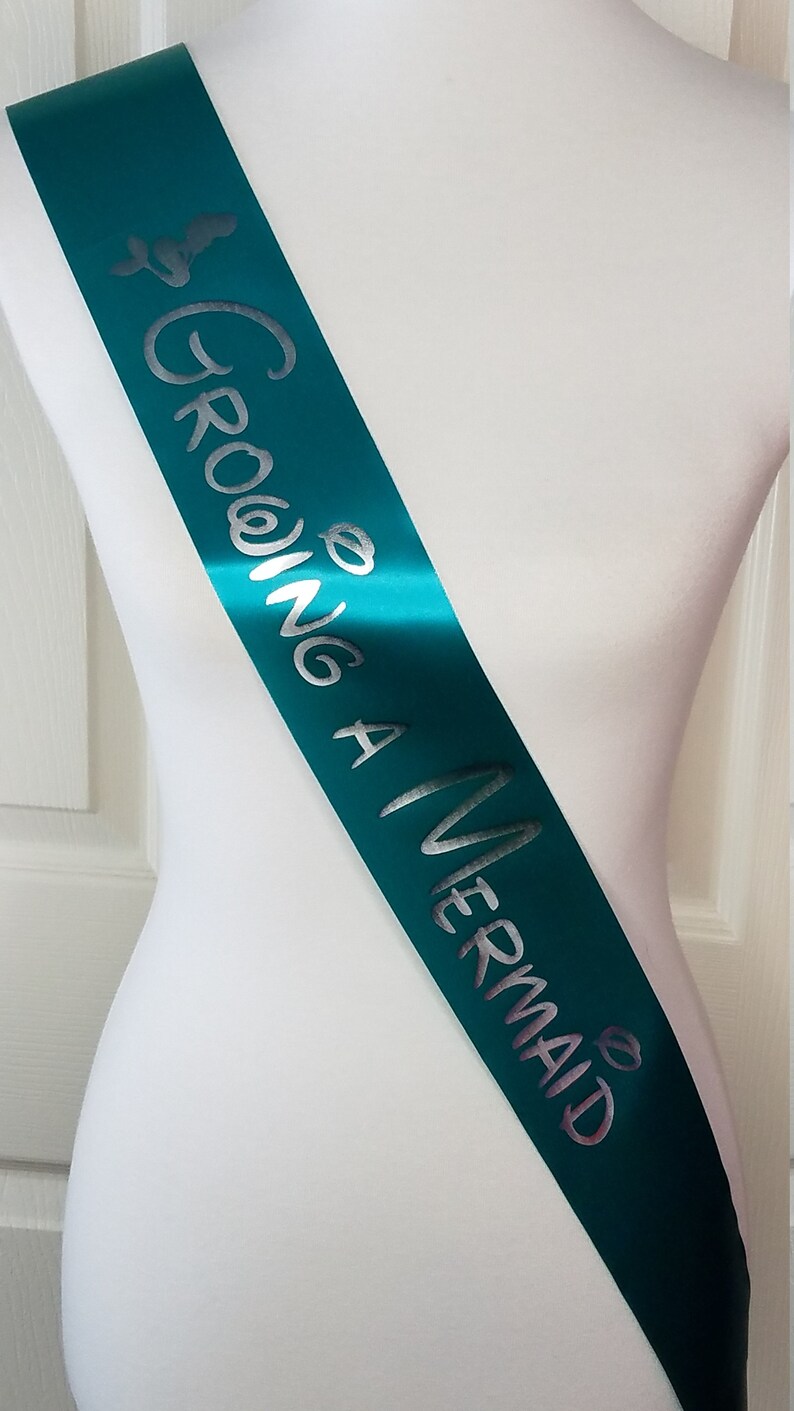 Growing a Mermaid Sash, Baby Shower for mommy to be to wear at Girl Sprinkle, Comes with a Silver Pin image 6