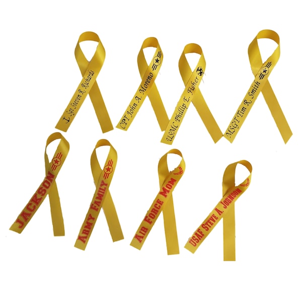 Yellow Personalized Deployment Ribbons - Red Friday Boot Camp Army Marines Celebration Party Favor  Assembled Ribbons for Gifts | Pack of 10