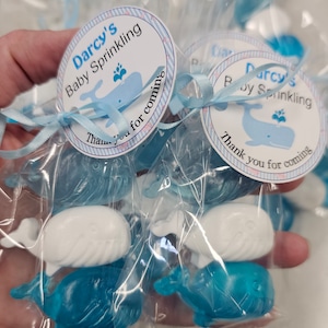 Whale Baby Shower Favors 10 Personalized Soaps with Tags for nautical birthday party bridal shower Under the Sea Theme image 3