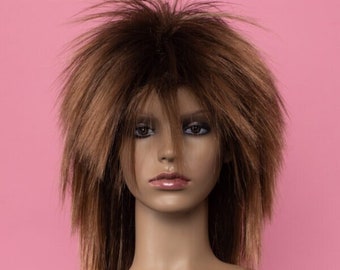 Tina Turner inspirierte braune Perücke Jareth Goblin King Labyrinth Party 80er Jahre Rocker Spike