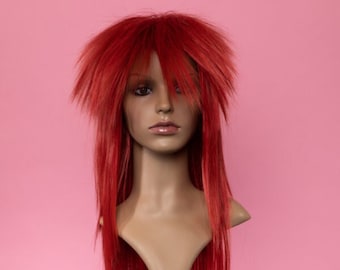 Rote Spike Punk Perücke Ziggy Stardust 70er 80er Jahre Rocker