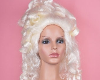 Grote pruik ziehen blonde Marie Antoinette schweinchen krullen