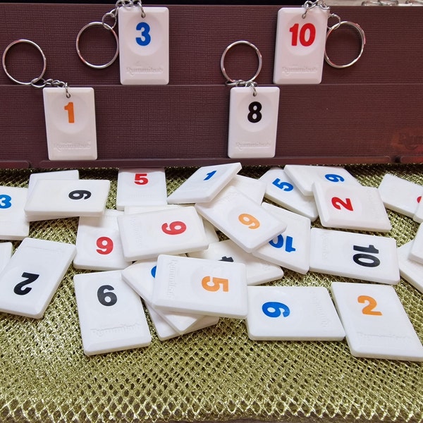 Rummikub Upcycled Number Tile Keychain Large