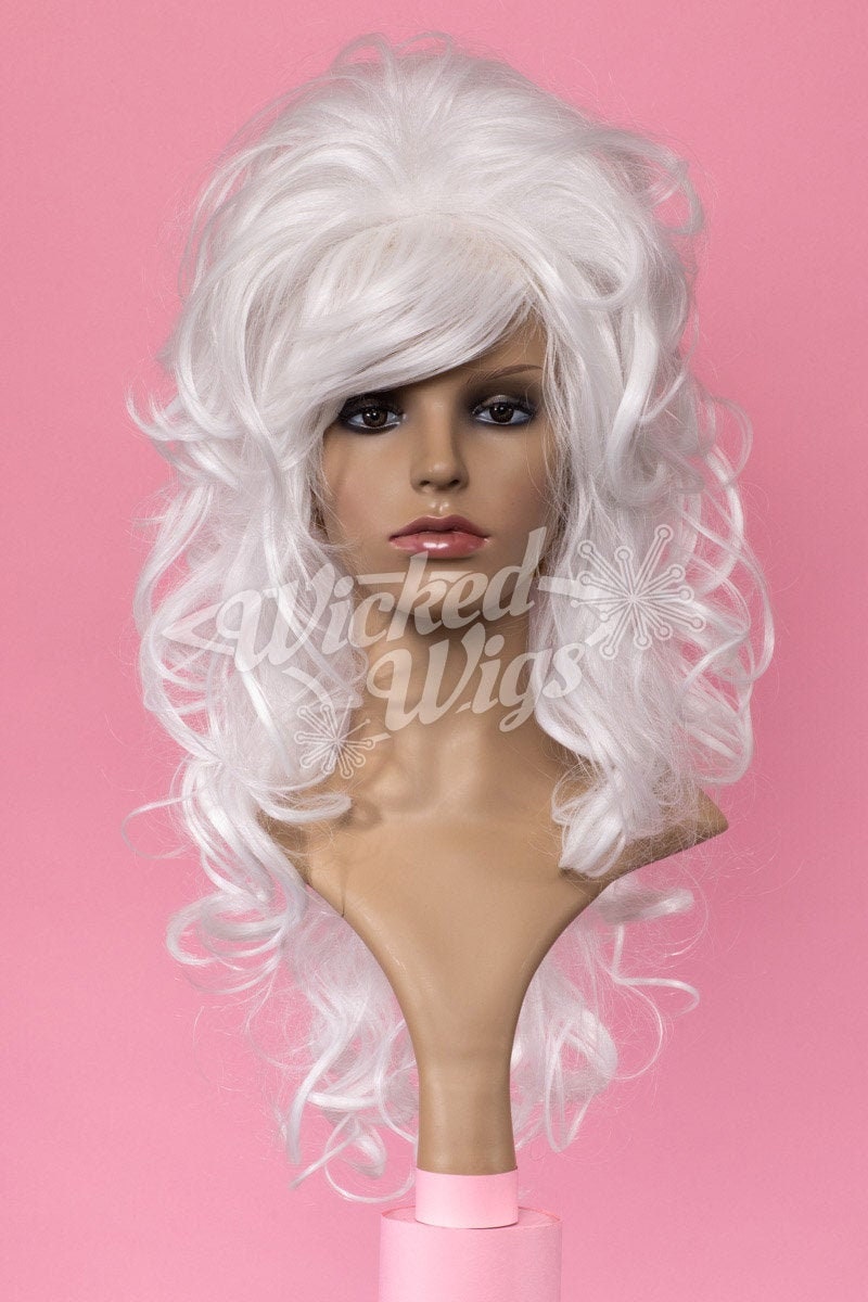 Weiße Perücke Bienenstock High Curly Fantasy Unisex ziehen Marie Antoinette