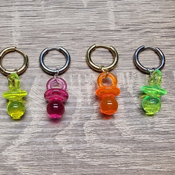 Earring Pacifier 90s Retro Kidcore Plastic 6 Colors