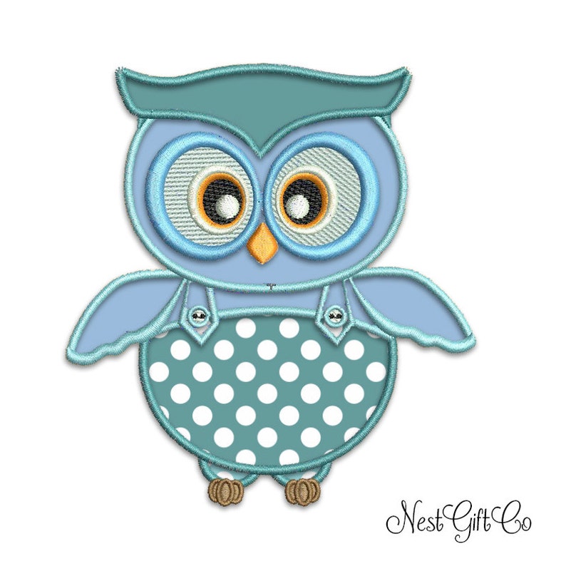 Cute Owl applique Digital applique file teal owl instant | Etsy