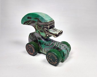 Ridley Scott's Alien Movie Wood Toy Car of Xenomorph character designed by H. R. Giger - Great gift for fans of horror & science fiction