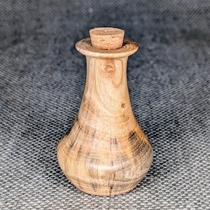 Small bottle with cork made of beautiful wood - Great for keeping intentions, messages, mementos, alchemy & herbs. Perfect romantic gift!