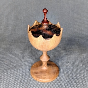 Exotic wood small lidded vessel - Great  for precious items, jewelry or a secret candy stash on desk or mantel - Perfect anniversary gift!