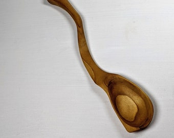 All natural hand carved wooden cooking spoon made of spalted maple Great for witch or wizard kitchen or fifth anniversary gift.