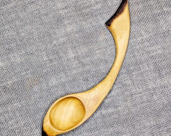 Small Wood Scoop Spoon Hand Carved Poplar with Black Accents: Cottagecore, Kitchen Witch