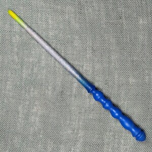 Wood Wand - glitter, yellow and blue - Great for altar, witch, wizard, fairy, magic or fantasy decor or costume