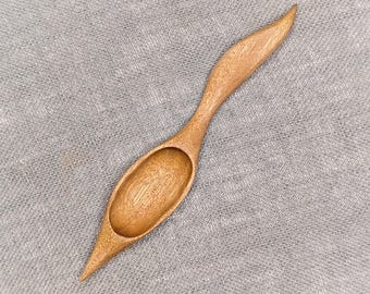 Hand Carved Blonde Mahogany Spoon: Rustic, Natural, Witch