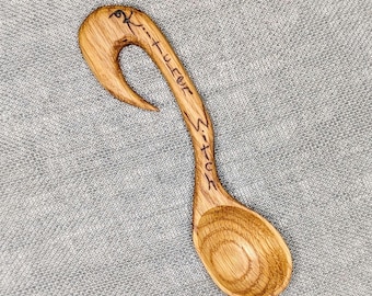 Hand Carved Oak Wood Spoon: Kitchen Witch Cottagecore Decor
