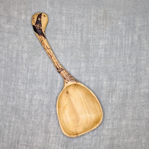 Large Wood Witch Spoon with Broom and Hat - Great for cooking or serving soup, stew or brew in caldron, spell casting, altar, natural decor