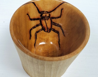 Cockroach wooden shot glass hand turned wood - Great for whiskey, man cave, birthday, practical joke gift. It's both classy and funny!