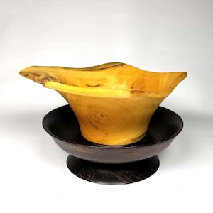 Exotic Wood Art Bowl - Handmade turned out of Wenge & spalted Cottonwood - Beautiful unique heirloom or anniversary gift