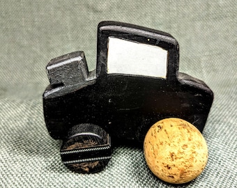 Handmade Hot Rod Wood Toy Car with Recycled Liquor Cap Wheels