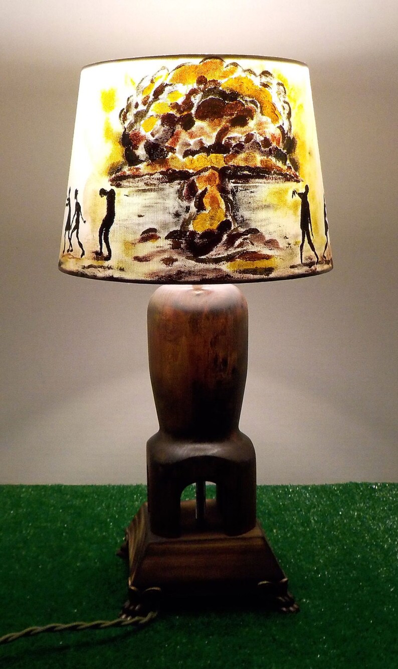 Zombie apocalypse nuclear bomb lamp original art made of Etsy