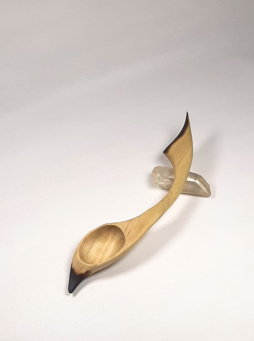 Small Wood Scoop Spoon Hand Carved Poplar With Black Ends Great for