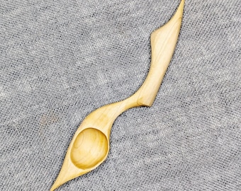 Small wood hand carved scoop spoon: Herbs, altar, cottagecore kitchen