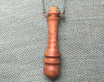 Potion Necklace Pendant - store intentions, memories & spells in corked Leopardwood bottle - Great for wizard, witch, cosplay, or alchemy