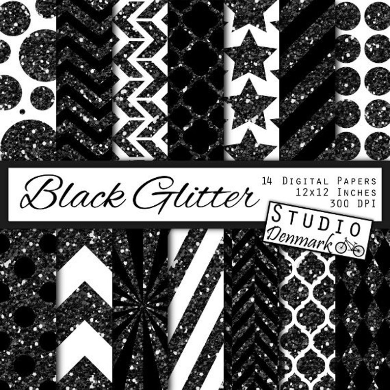 Download Black Glitter Patterns Digital Paper Halloween Sparkle | Etsy