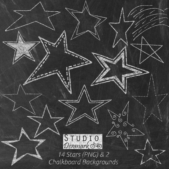 Chalk Stars Clipart 14 Chalkboard Clipart Stars and Bonus Etsy