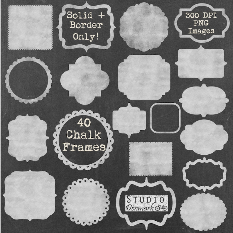 Realistic Chalk Effect Chalk Frames Clipart Instant Download Chalk Frames Commercial Use 20 Chalkboard Clipart Labels Tags