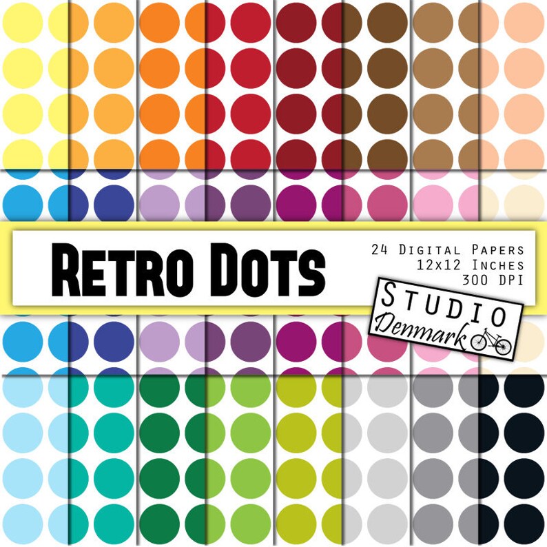 Download Polka Dots Digital Paper Retro Dots Large | Etsy