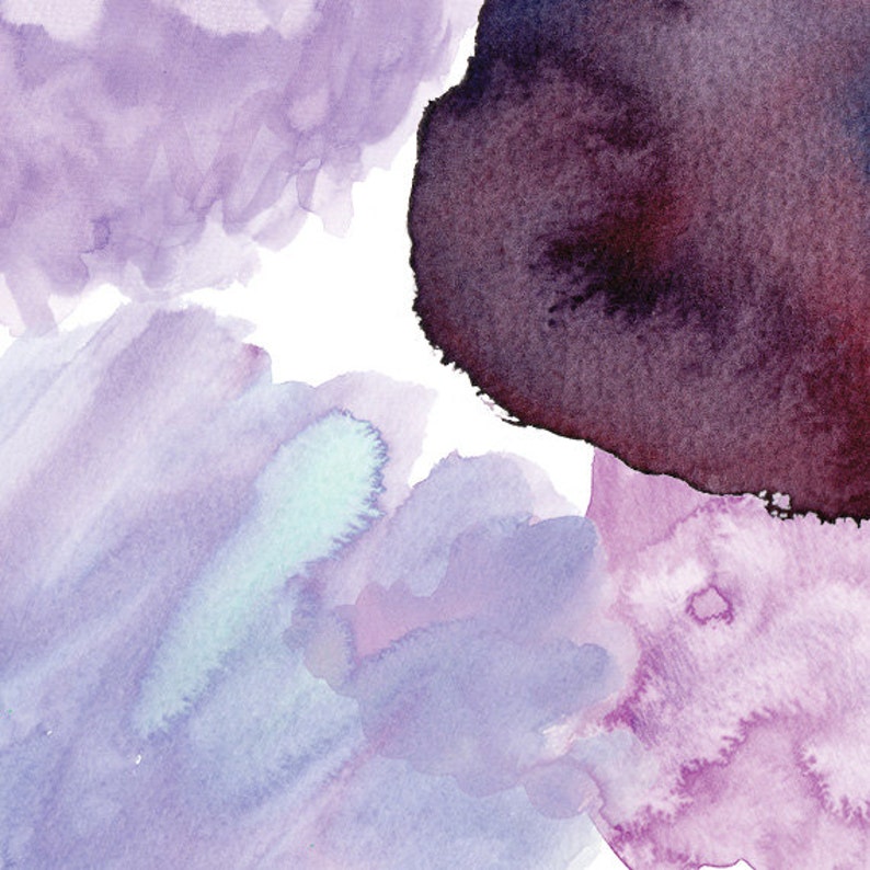 Purple Watercolor Clipart Lavender Lilac Watercolor Clip Art PNG Watercolor Shapes Splatters Blobs Textures Instant Download