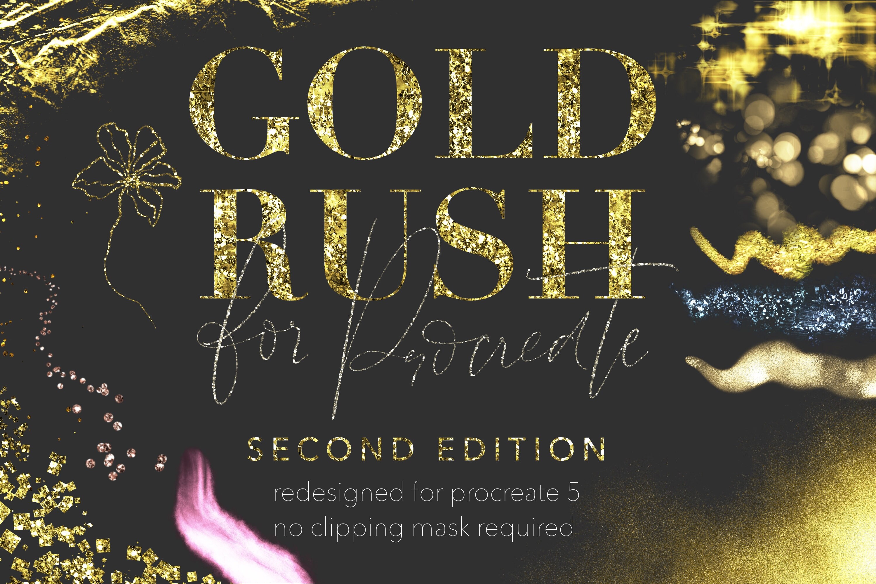 Gold Rush Confetti And Glitter Brush Bundle For Procreate App Etsy