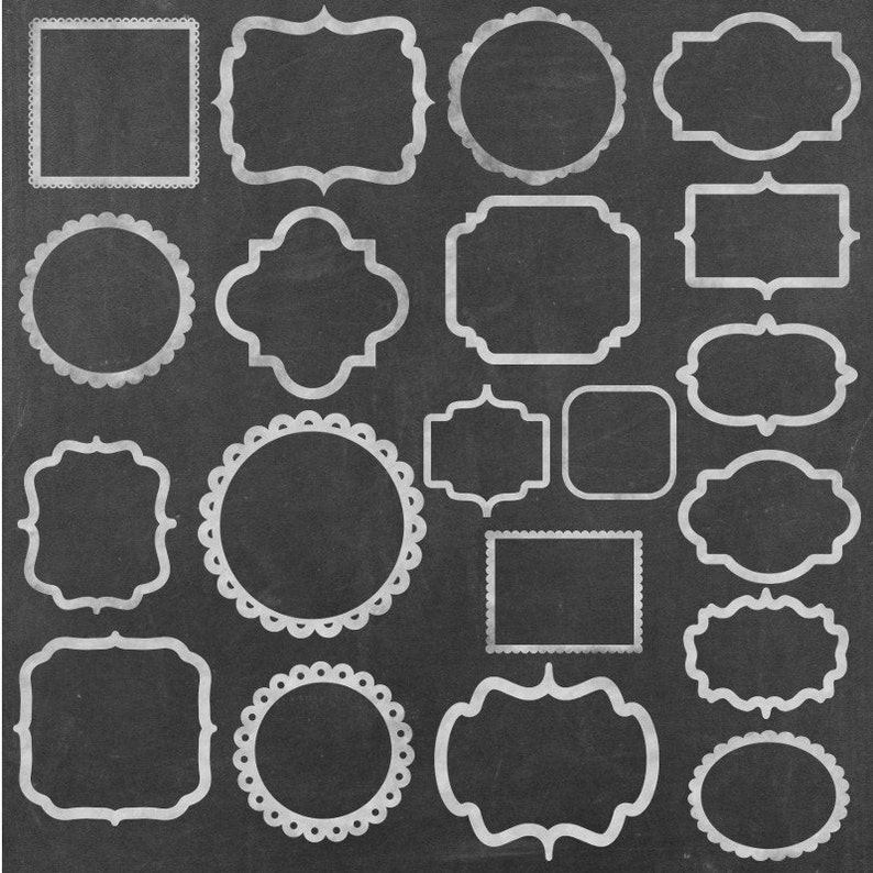 Realistic Chalk Effect Chalk Frames Clipart Instant Download Chalk Frames Commercial Use 20 Chalkboard Clipart Labels Tags