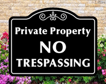 Private Property No Trespassing Sign: Aluminum, Weatherproof, Optional Yard Stake