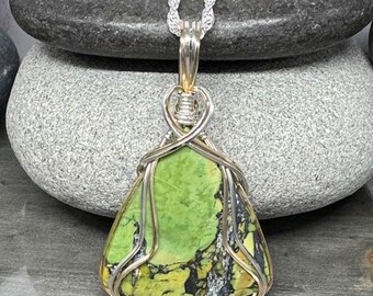 Qinggu Mine Turquoise Pendant Necklace, Argentium Silver & 14K Gold Filled