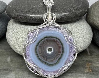 Amethyst Stalactite Pendant, Argentium Silver Wire Wrapped, February Birthstone