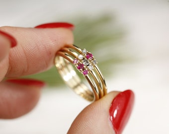 Rubin Trio Gold Ring