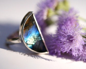 Labradorite Harvest Moon Sterling Ring